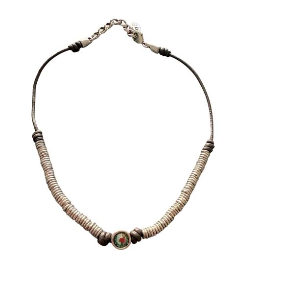 Uno De 50 Green Pendant Leather Rings Necklace - Picture 1 of 9
